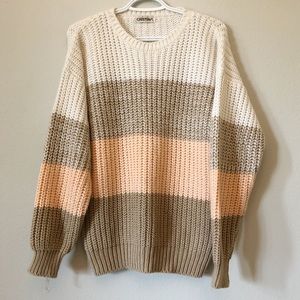 Vintage Chunky Knit Ombre Neutral Pink Boho